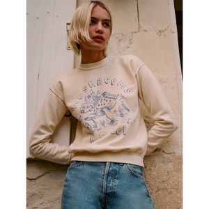 Urban Outfitters Mushrooms Are Cool Soft Yellow Vintage Crewneck Sweatshirt